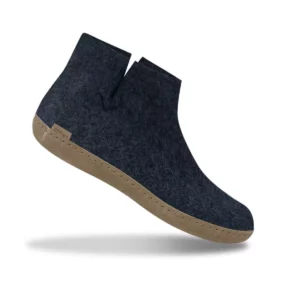 Glerups Glerups Hoge Wollen Sloffen Leren Zool Denim