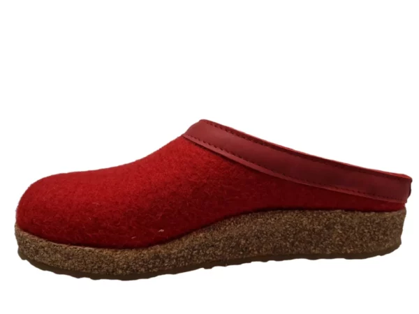 Haflinger Haflinger - Grizzly Torben 011 Rubin Heren En Dames Pantoffel Open Hiel Kurken Zool Rood