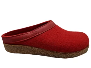 Haflinger Haflinger - Grizzly Torben 011 Rubin Heren En Dames Pantoffel Open Hiel Kurken Zool Rood