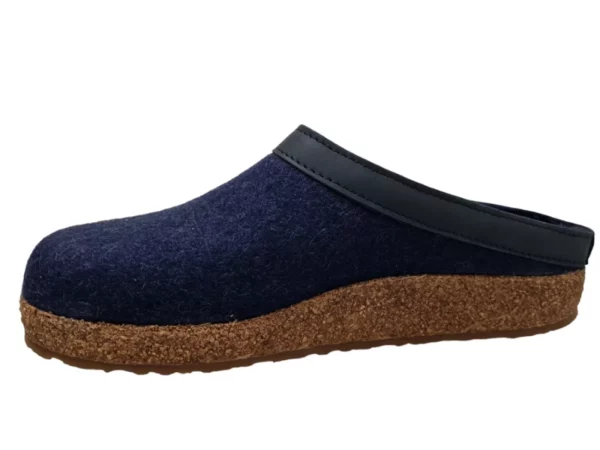 Haflinger Haflinger - Grizzly Torben 072 Jeans Heren En Dames Pantoffel Open Hiel Kurken Zool Blauw