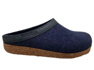 Haflinger Haflinger - Grizzly Torben 072 Jeans Heren En Dames Pantoffel Open Hiel Kurken Zool Blauw