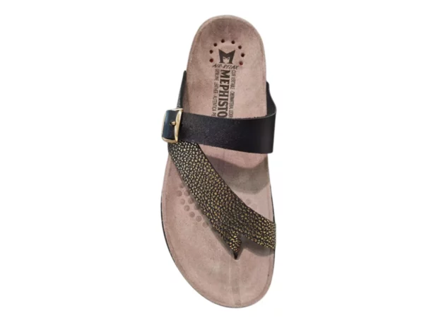 Mephisto Mephisto Helen Mix Leren Dames Slippers Zwart Goud