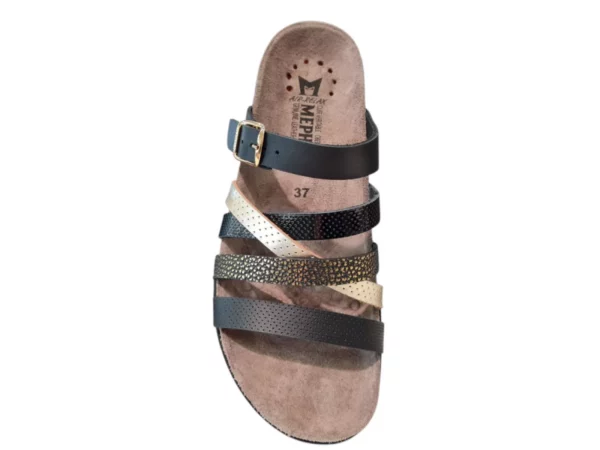 Mephisto Mephisto Huleda Leren Dames Slippers Zwart Goud