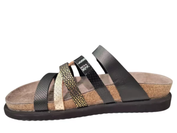 Mephisto Mephisto Huleda Leren Dames Slippers Zwart Goud