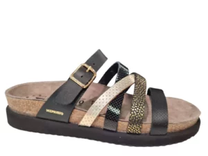 Mephisto Mephisto Huleda Leren Dames Slippers Zwart Goud