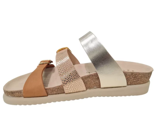 Mephisto Mephisto Hyacinta Leren Dames Slippers Bruin Goud