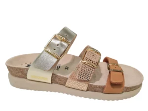 Mephisto Mephisto Hyacinta Leren Dames Slippers Bruin Goud