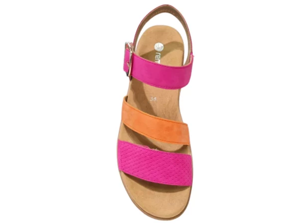 Remonte Remonte Leren Dames Sandalen Roze met oranje