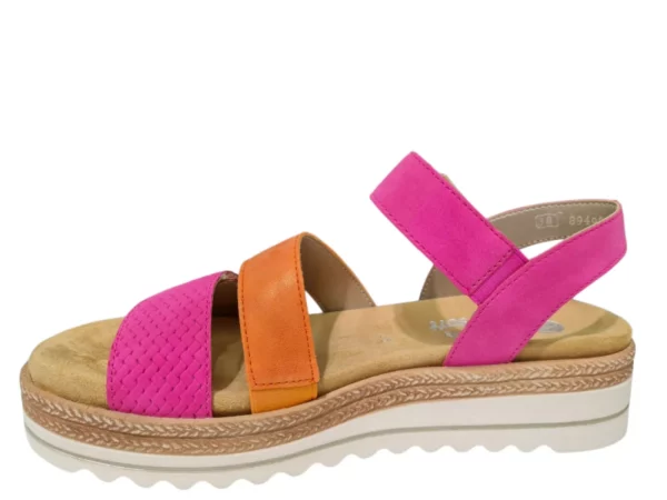 Remonte Remonte Leren Dames Sandalen Roze met oranje