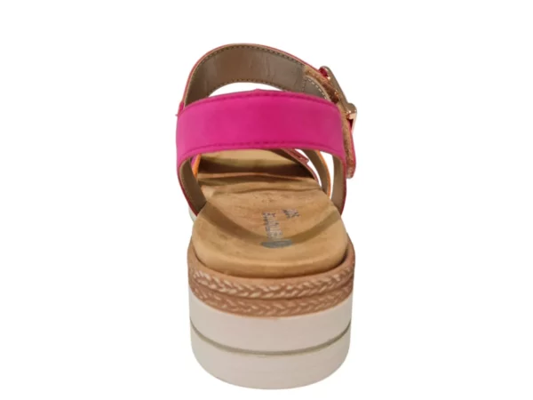 Remonte Remonte Leren Dames Sandalen Roze met oranje