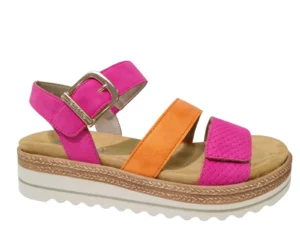 Remonte Remonte Leren Dames Sandalen Roze met oranje