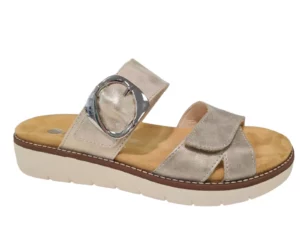 Remonte Remonte Beige Leren Dames Slippers
