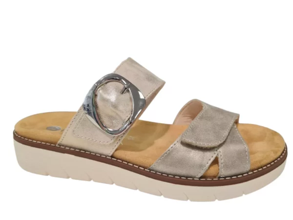 Remonte Remonte Beige Leren Dames Slippers