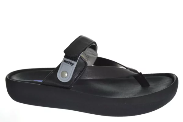 Wolky Wolky - 0082131 002 Dames Slippers Teenslippers Voorgevormd Voetbed Klittenbandsluiting Zwart
