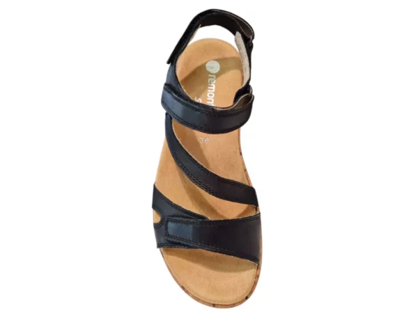 Remonte Remonte Zwarte Leren Dames Sandalen