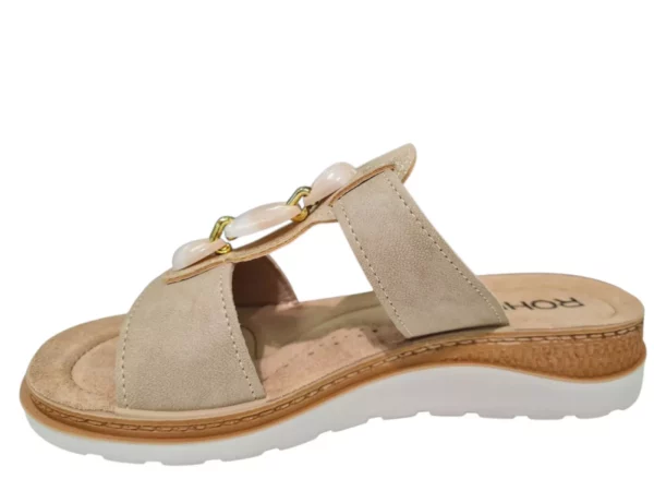 Rohde Rohde Beige Leren Dames Slippers