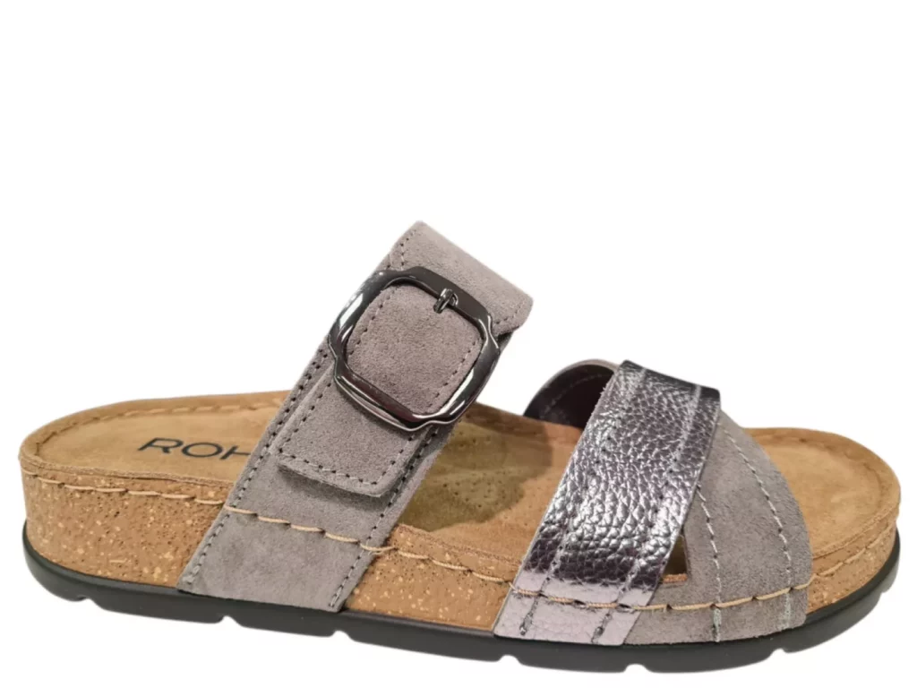 Rohde Rohde Grijze Leren Dames Slippers