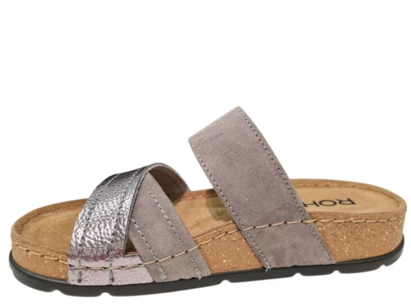 Rohde Rohde Grijze Leren Dames Slippers