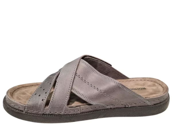 Rohde Rohde Grijze Leren Heren Slippers