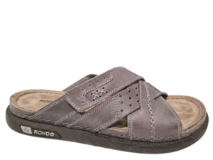 Rohde Rohde Grijze Leren Heren Slippers