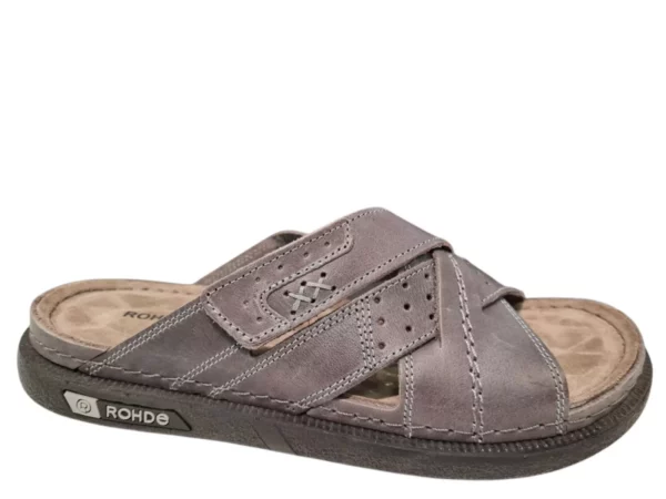 Rohde Rohde Grijze Leren Heren Slippers