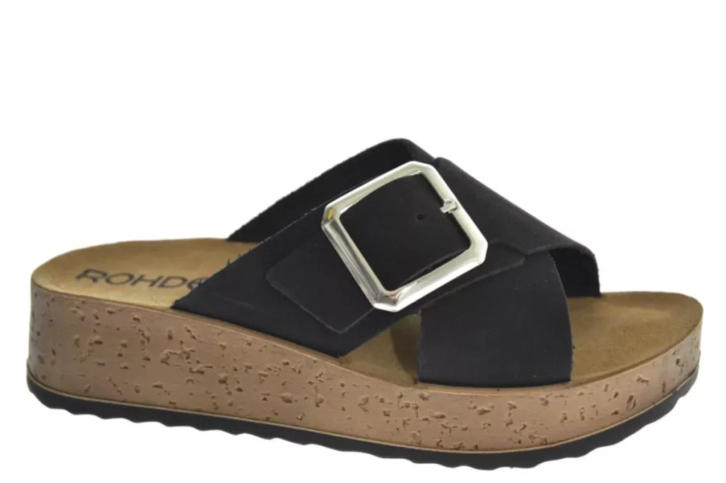 Rohde Rohde - 6210 90 Leren Dames Slippers Slides Voorgevormd Voetbed Zwart