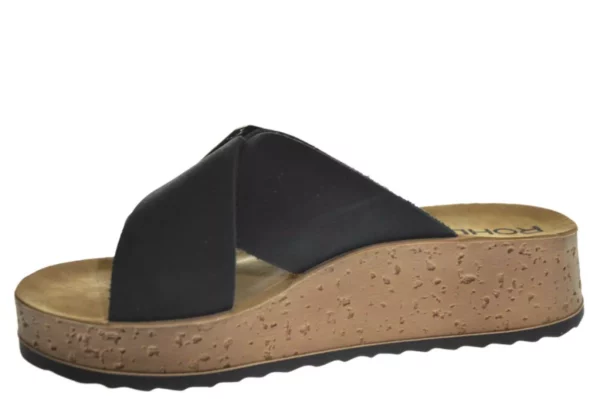 Rohde Rohde - 6210 90 Leren Dames Slippers Slides Voorgevormd Voetbed Zwart