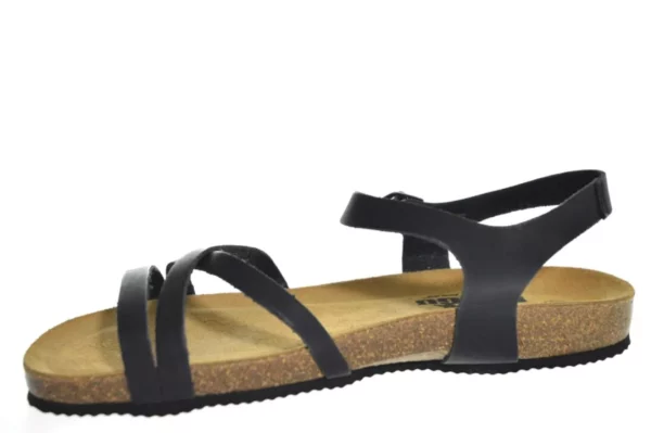 Longo Longo Zwarte Leren Dames Sandalen
