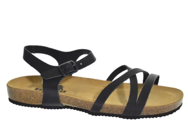 Longo Longo Zwarte Leren Dames Sandalen