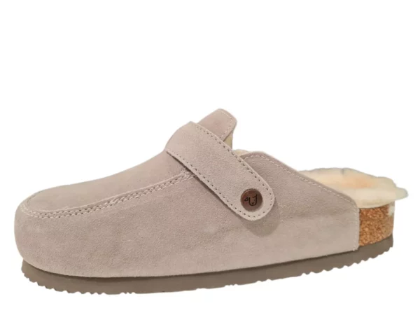 Fellhof Fellhof Elvas 3208 Grijs Open Dames Pantoffels Suede Merinowol