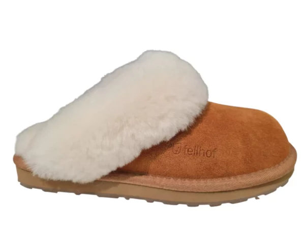 Fellhof Fellhof Primo 3226 Cognac Dames Pantoffels Open hiel Merinowol