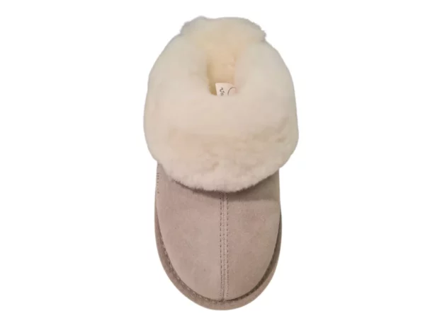 Fellhof Fellhof Primo 3226 Grijze Suede Dames Pantoffels Open Hiel Merinowol