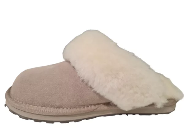 Fellhof Fellhof Primo 3226 Grijze Suede Dames Pantoffels Open Hiel Merinowol