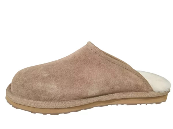 Fellhof Fellhof Primo 3227 Khaki Open Suede Heren Pantoffels Merinowol