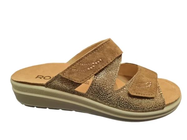 Rohde Rohde Beige Dames Slippers Klittenbandsluiting