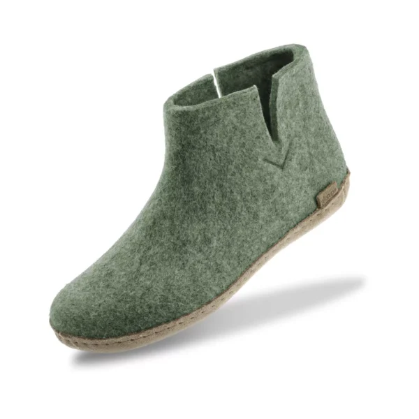 Glerups Glerups Hoge Wollen Sloffen Leren Zool Mos Groen