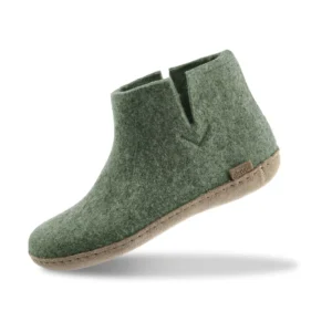 Glerups Glerups Hoge Wollen Sloffen Leren Zool Mos Groen