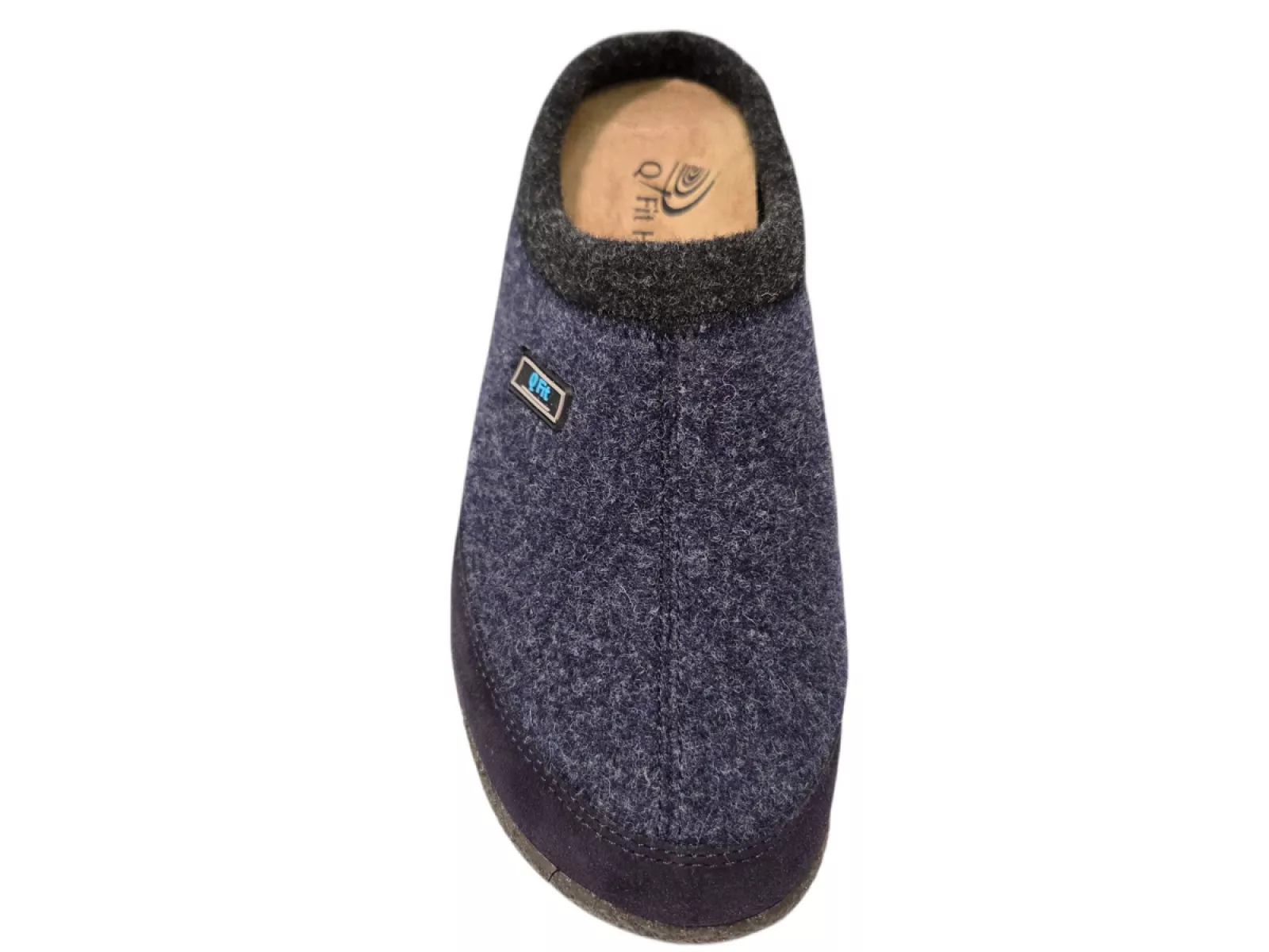 Q Fit Q Fit Bern 1 Blauwe Vilten Heren Pantoffels Open Hiel