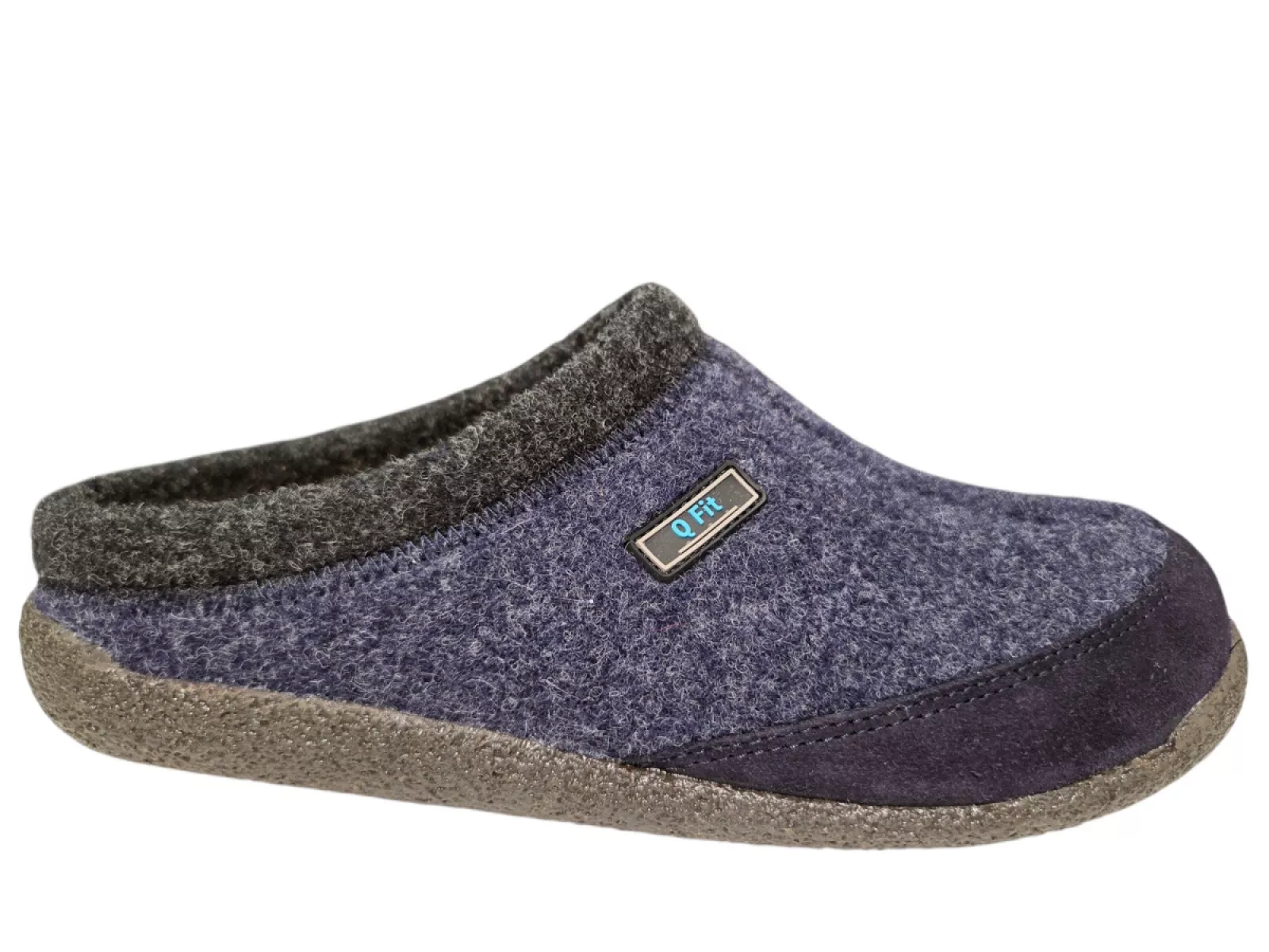 Q Fit Q Fit Bern 1 Blauwe Vilten Heren Pantoffels Open Hiel