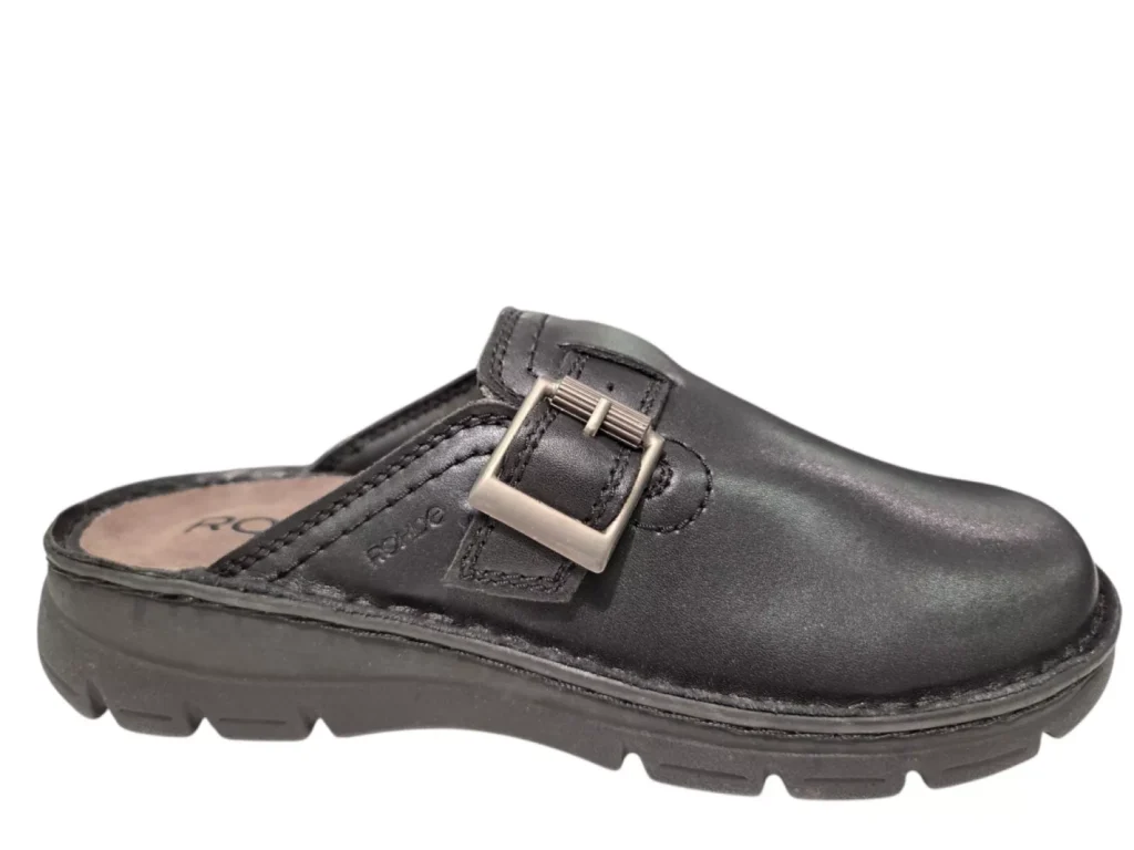 Rohde Rohde Zwarte Leren Open Heren Pantoffels