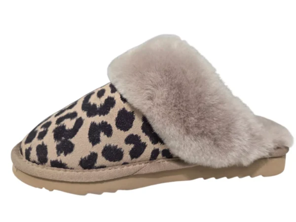 Warmbat Warmbat Panter Taupe Open Dames Pantoffels