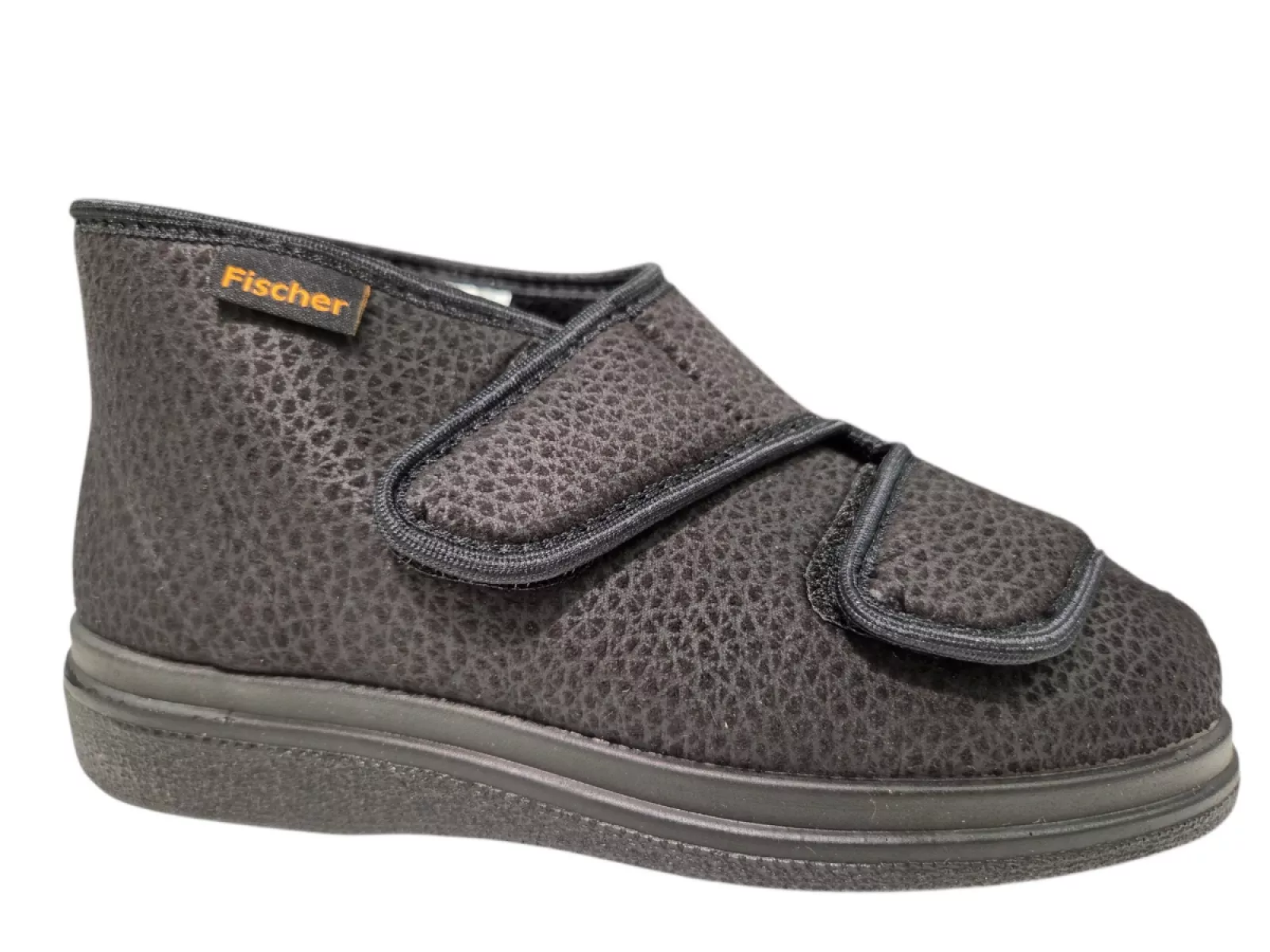 Fischer Fischer 13995 222 Zwarte Stretch Pantoffels - Uniseks - Klittenbandsluiting - Uitneembaar Voetbed