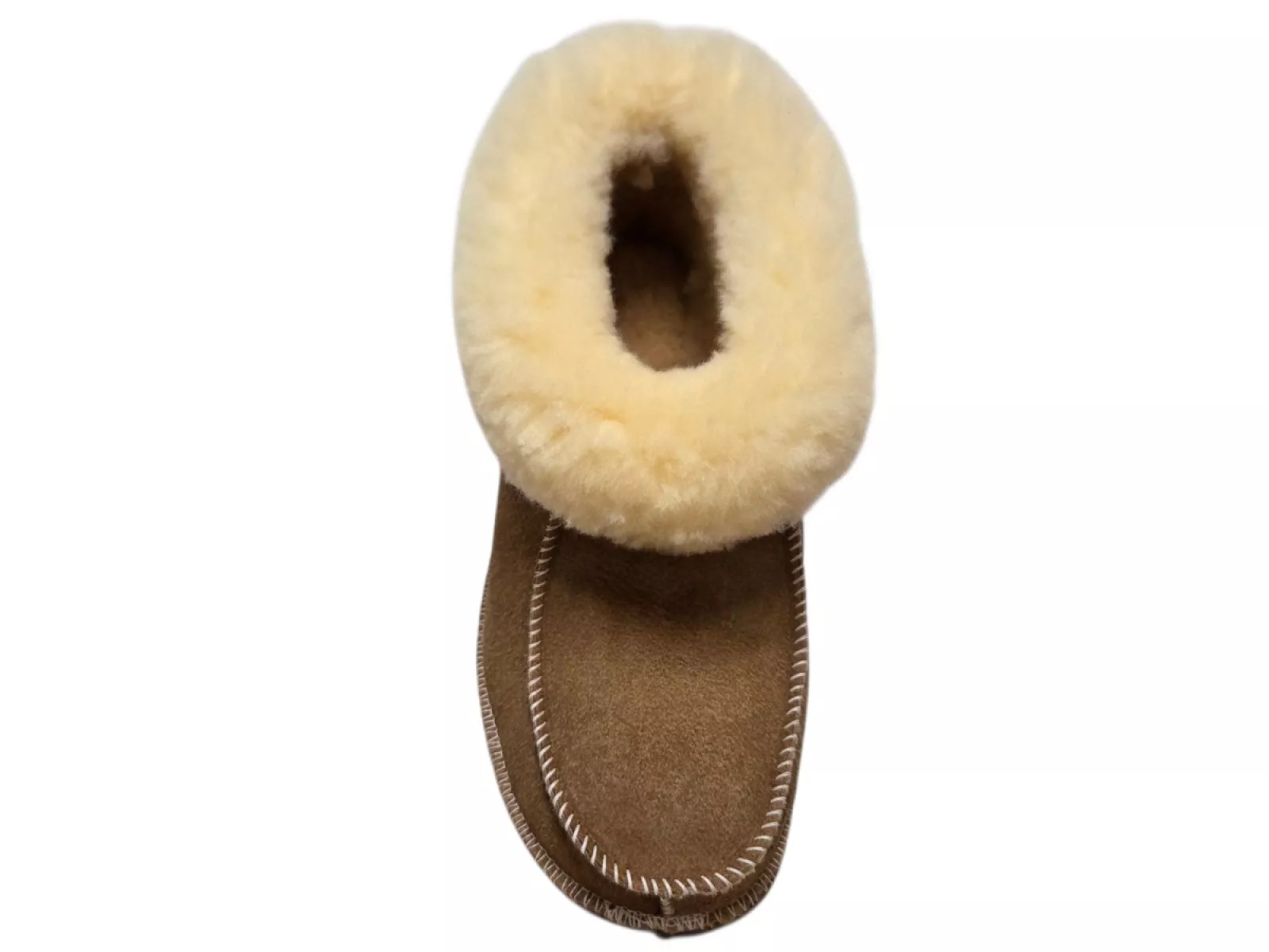 van Buren van Buren Dames Pantoffels Camel Lamsvacht Rubberen Zool