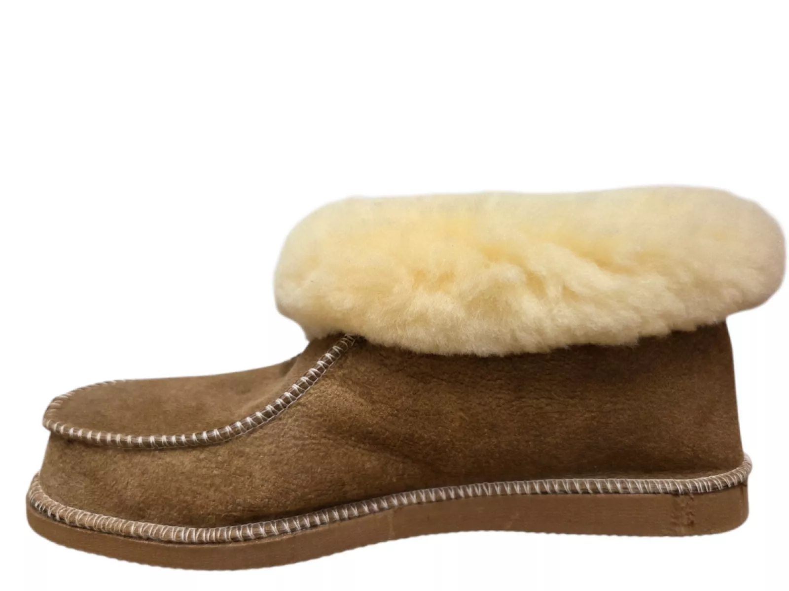 van Buren van Buren Dames Pantoffels Camel Lamsvacht Rubberen Zool