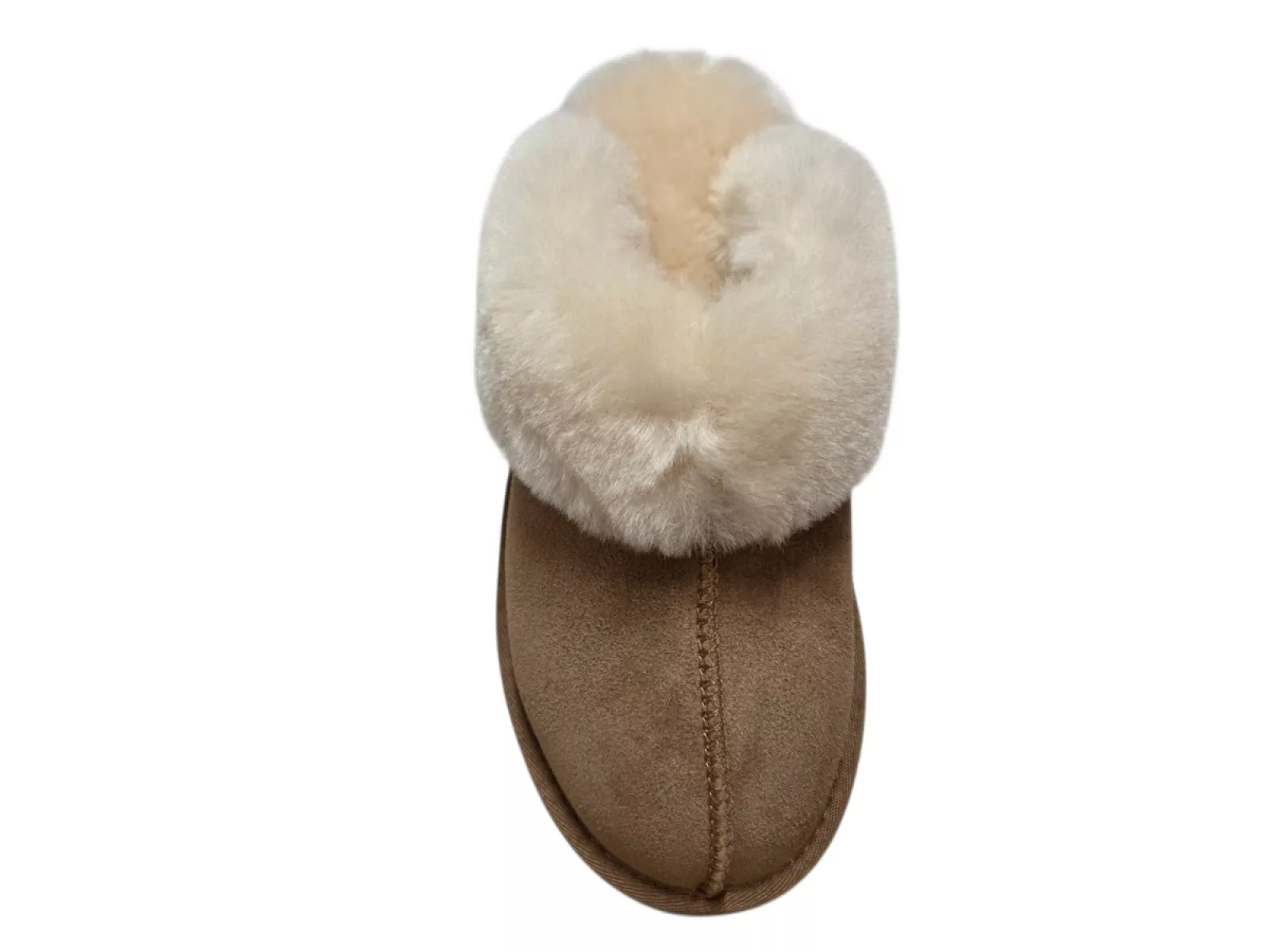 van Buren van Buren Slippers Lumi Camel Open Pantoffels Lamsvacht Gevoerde Sloffen