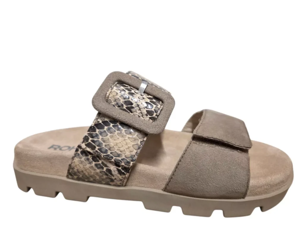 Rohde Rohde 6313 12 Slippers Grijs Slangenprint Suede en Leer Dames