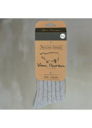 van Buren van Buren Wollen Sokken Sid Grijs Uniseks