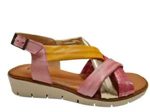 Longo Longo 1126812 rosa multi 5 Dames Sandalen Sleehakje Roze Oranje Goud