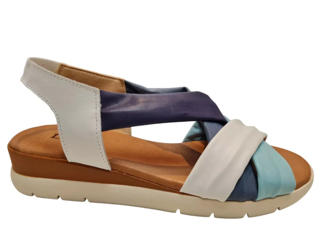 Longo Longo 1128076 Multi Blanco 1 Dames Sandalen Sleehakje Blauw Wit