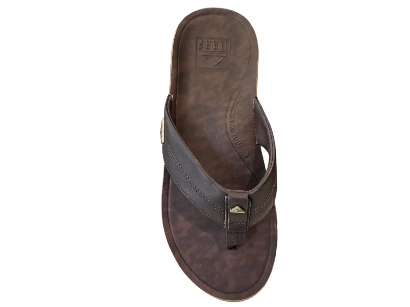 Reef Reef Leather Offshore Dark Brown Teenslippers Donker Bruin Leer Heren